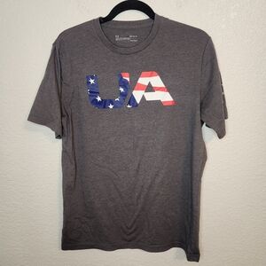 Under Armour Men's Gray USA Logo Short Sleeve Tee Loose Fit M